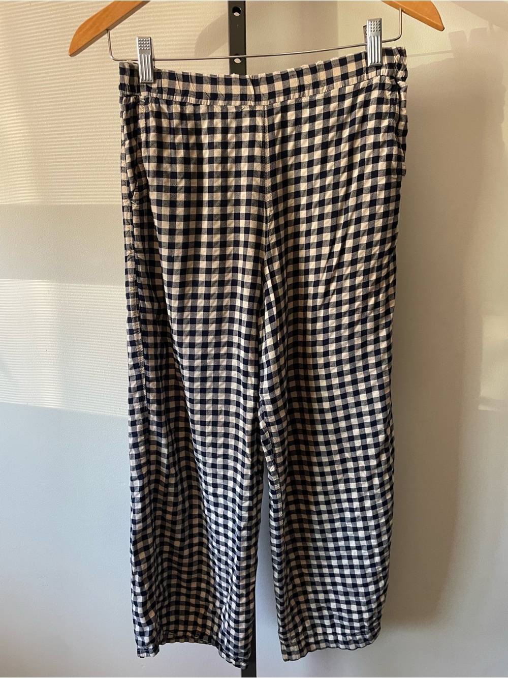 UNIQLO x Princesse Tam Tam Gingham Plaid Linen Blend Lounge Pants Wide Leg Small - Picture 1 of 7